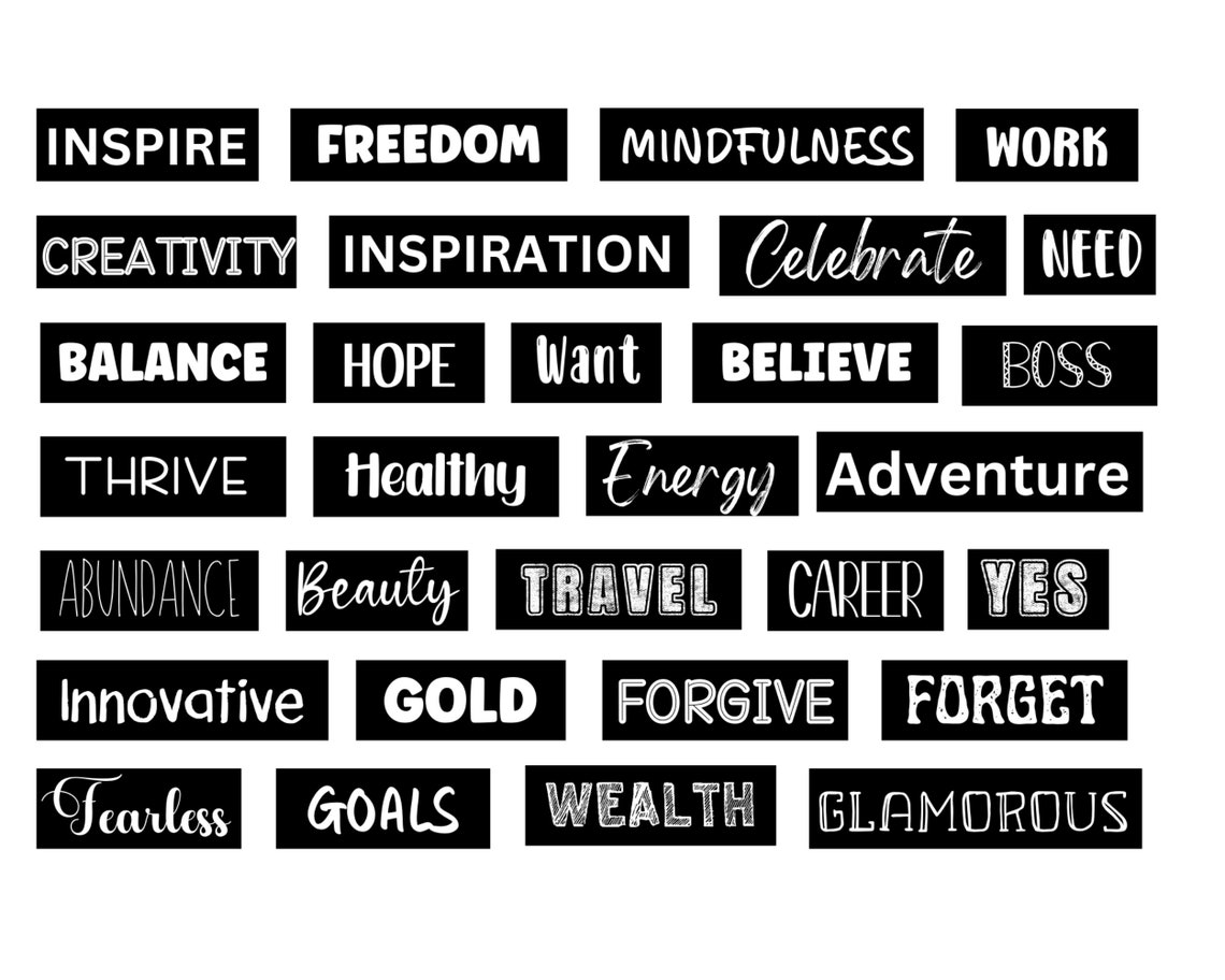 Vision Board Elements Vision Board Words Vision Boards Etsy Australia