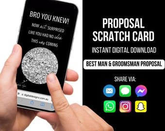 Best Man Proposal Scratch Card, Groomsmen Proposal Scratch Card, Funny Best Man Card, Digital Card, Be my Best Man, Will you be my Best Man?