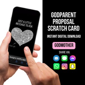 Werden Sie meine Patin sein Digitale Rubbelkarte, Digitale Patin Vorschlag Rubbelkarte, Wollen Sie meine Patin sein Ecard, Patentante Vorschlag Karte