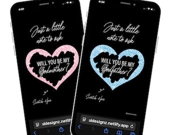 Will you be my Godparents, Will you be my Godmother, Will you be my Godfather, Digital Godparent Proposal, Scratch Card, Baptism Proposal