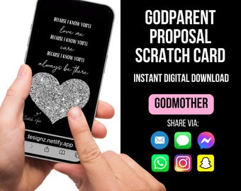 Godmother proposal card, Will you be my Godmother? Godmother Scratch Card, Digital Scratch Card, Baptism Godparent Proposal