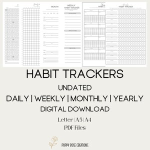 Habit Tracker Printable - Habit Tracker Digital Download - Weekly Habit Tracker - Yearly Habit Tracker - Monthly Habit Tracker - Undated
