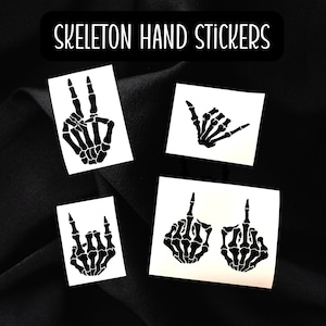 Skeleton Decal - Skeleton Sticker -Gothic decor-  Peace - Rock On - Middle Finger - Tumbler Sticker - Laptop Decal - Water bottle Decal