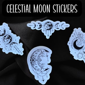Moon Sticker - Celestial Moon Stickers - Planner Sticker - Journal Sticker - Moon Phases Sticker - Stanley Sticker - Laptop Decal