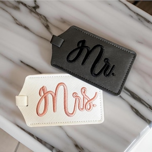 Mr & Mrs bagagelabels, huwelijkscadeau voor bruid en bruidegom, kofferlabel voor huwelijksreis, cadeau voor stel