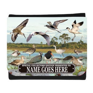 Cartera de regalo personalizada para ornitófilos y observadores de aves de humedales británicos