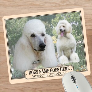 White Poodle Personalised Dog Breed Mouse Mat Gift