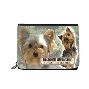 Chala Denim Canvas Crossbody Purse Handbag - Yorkie Puppy Dog Print Tote With Keychain