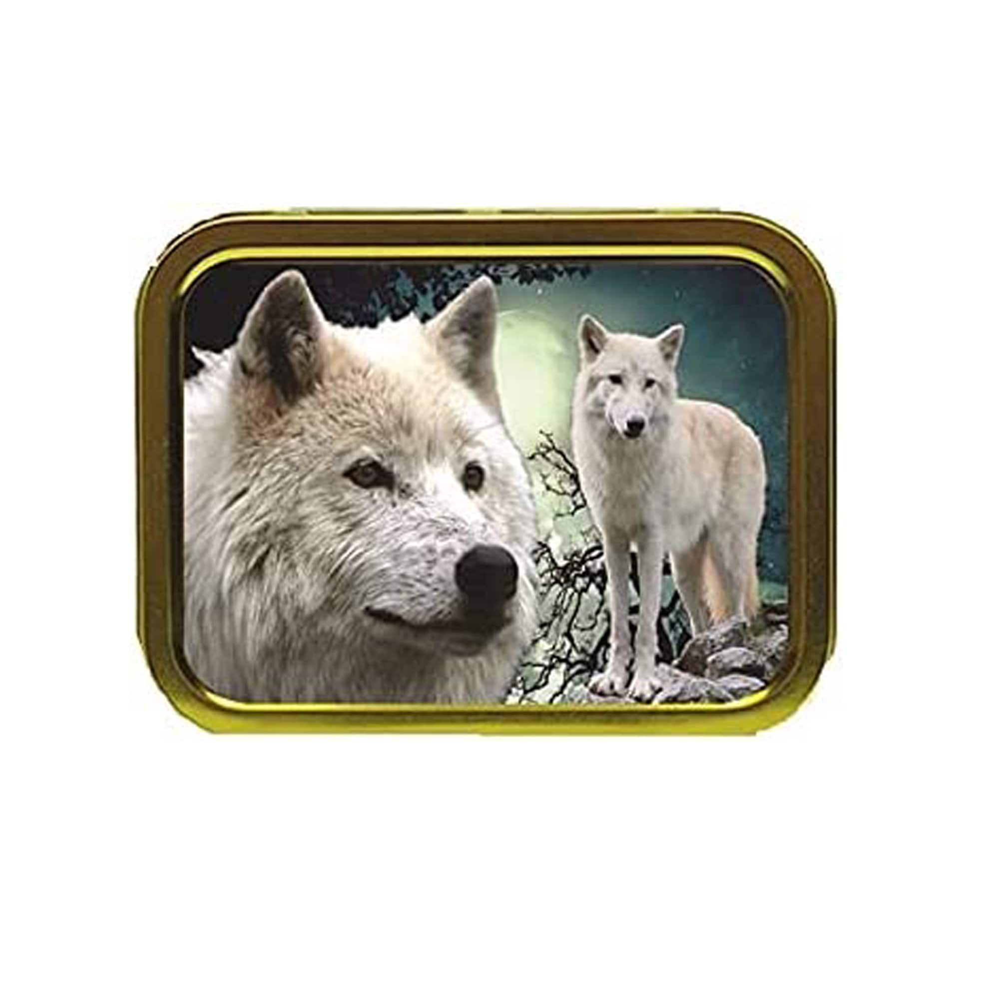 wolf tobacco tin White Wolf on a Rock Tobacco Tin & Products Gift