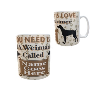 All You Need is Love and a Weimaraner Dog Personalised Mug Gift