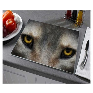 Wolf Augen Gehärtetes Glas Hitzebeständige Arbeitsplatte Saver Schneide Schneidebrett Geschenk
