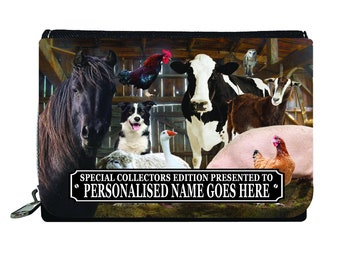 Farm Animals In a Barn Scene Personalised Purse Gift