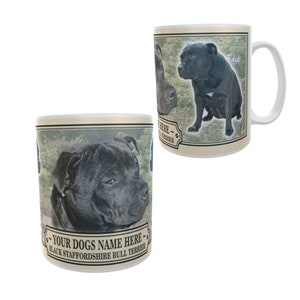 Black Staffordshire Bull Terrier  Personalised Dog Breed Gift Mug