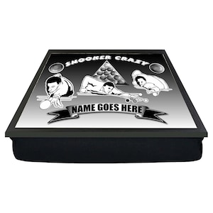 Snooker Crazy Gepersonaliseerde Zwart &White Lap Tray Gift Nieuwigheid Cadeau