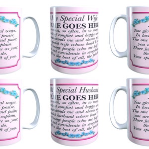 To a Special Wife or Husband Poem Personalised With Your Name Ceramic Gift Mugs