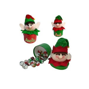 Red Christmas Elf Personalised Treat Box Gift Filled with Assorted Milk Chocolate Foil Wrapped Santa’s, Snowmen and Christmas Puddings