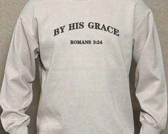 By His Grace | Embroidered Christian Hoodie Vintage, Faith Streetwear, Bible Verse Shirt,Aesthetic Christian Gym Apparel, Christian Men Gift