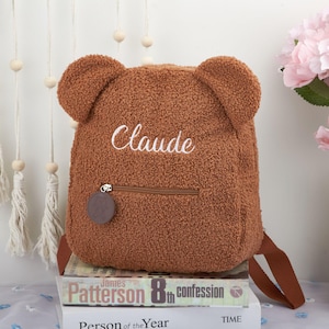 Sacs à dos personnalisés en forme d'ours en peluche, Sacs à dos avec nom personnalisé, Sacs à dos brodés pour enfants, Sacs à dos avec nom unique, Idée cadeau pour enfant