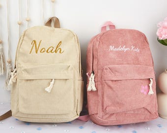 Personalized Children's Backpack With Name,Personalized Kids Backpack,Embroidered Corduroy Backpack,Kids School Bag,Children Gift,School Bag