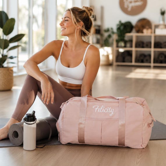Personalized Duffel Bag, Gifts for Her, Embroidered Yoga Duffel Bag, Custom Weekender Bag, Travel Bag, Initial Gym Bag, Hospital Bag