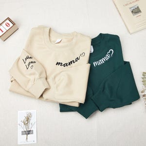 Sudadera con bordado personalizado, sudadera con letras bordadas personalizadas, sudadera con capucha para revelar el embarazo, regalo para la nueva mamá, regalo del día de la madre