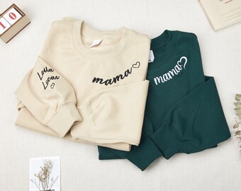 Personalized Embroidery Sweatshirt,Custom letter embroidered sweatshirt ,Pregnancy Reveal Hoodie Gift For New Mom, Mother's Day Gift