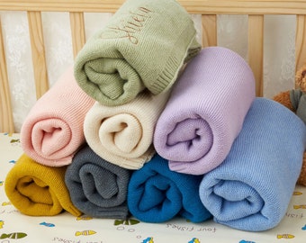 Embroidered Baby Blanket- Personalized Knit Baby Blanket - Embroidery Gift for Baby Shower - Newborn Baby Gift - Baby Blanket Personalized