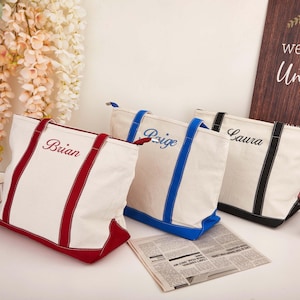 Custom Text Tote,Embroidered Tote,Personalized Canvas Tote,Tote Gift DLY,Travel Bag,Preppy Boat Bag,Customizable With Your Logo