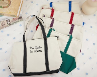 Bestickt mit Initialen Custom Tote, personalisierte Tragetasche, Name Tragetasche, Custom Canvas Tragetasche, Brautjungfer Geschenk Tasche, Hochzeitsgeschenk Tasche