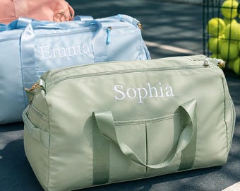 Bolsa de viaje personalizada para mujer, bolsa de fin de semana con monograma bordado a medida, bolsa de viaje grande con nombre, bolsa de deporte, regalo para él o ella.