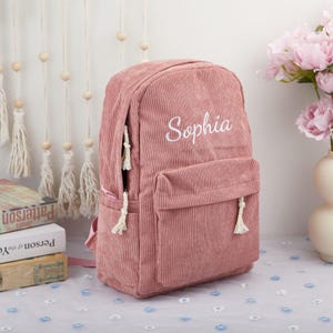Sacs à dos en velours côtelé personnalisés pour tout-petits, cartables brodés personnalisés pour enfants, sacs à dos pour enfants avec noms, cadeaux de rentrée