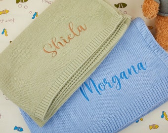 Personalized Knit Baby Blanket，Baby Blanket，embroidered Baby gift, Newborn gift, Name Blanket，Kids Blanket，baby shower Gift，Custom Gift