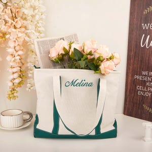 Custom tote bags with embroidered names,Embroidered personalized tote bags, Gifts for best friends, Bridesmaid gifts,Anniversary gifts