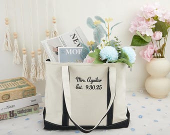 Grandma things Tote bag, Embroidered Custom Tote Bags,Personalized Tote Bag with Initials, Zippered Grandma Bag,Bridesmaids Handbags