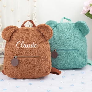 Personalized teddy bear backpack, Embroidered plush backpack, Customized name backpack, Children's backpack, Children's birthday gift
