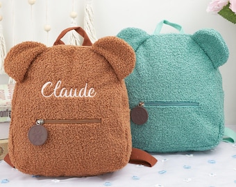 Personalized teddy bear backpack, Embroidered plush backpack, Customized name backpack, Children's backpack, Children's birthday gift