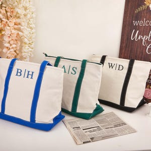 Custom LOGO Bridesmaid Tote Bag,Bridal Party Gift,Monogram Canvas Boat Bag,Ironic Personalized,Embroidered Bag for Bachelorette Party