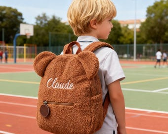 Mochila personalizada con osito de peluche, Mochila infantil con nombre, Mochila infantil bordada con osito de peluche, Mochila para niños