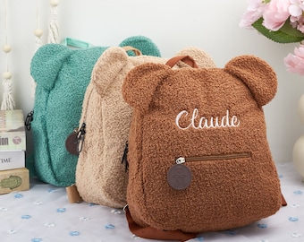 Mochila infantil de peluche personalizada - Mochila con nombre personalizado - Bordado - Alta calidad - Regalos para niños - Regalo de cumpleaños - Mochila con diseño de animal