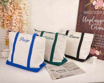 Sac fourre-tout avec nom brodé personnalisé,Sac fourre-tout avec texte personnalisé,Sac fourre-tout en toile monogramme,Sac bateau preppy,Sac mariage,Cadeau bachelorette DLY