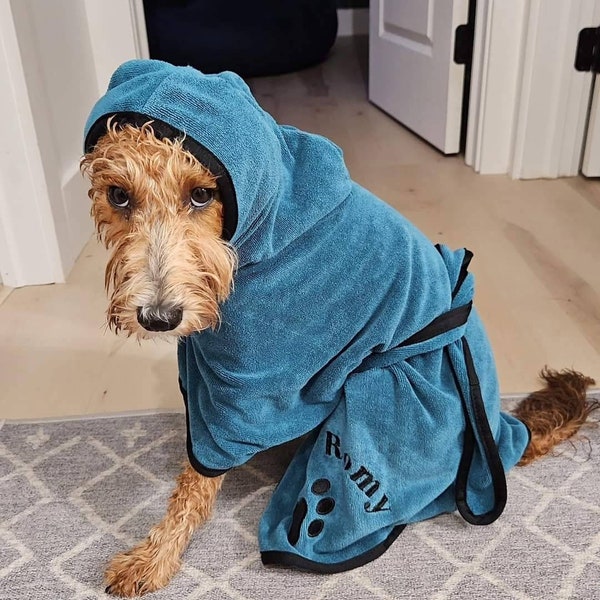 Personalized Dog Towel with Hood,Large Dog Bath Towel, Customized dog name bath towel,Embroidered robe with dog's name,Muddy Paws Towel