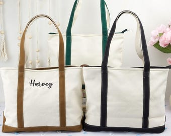 Embroidered personalized handbags, Custom text boat-shaped handbags, Wedding handbags, Large capacity handbags, Gifts for bridesmaids