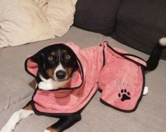 Personalized Dog Robe -Embroidered Dog Robe -Hooded Robe Towel for Dogs -Microfiber Robe -Dog Hooded Towel -Custom Dog Robe -Dogs Lover Gift