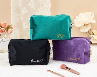 Personalized Embroidered Makeup Bag, Custom Lettered Makeup Bag, Makeup Storage Box, Name Makeup Bag, Bridesmaid Gift Ideas