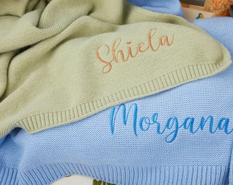 Baby Blanket, Baby gift, Newborn gift, Personalized Name, Stroller Blanket, Newborn Baby Gift, baby shower Gift, Soft Breathable Cotton Knit