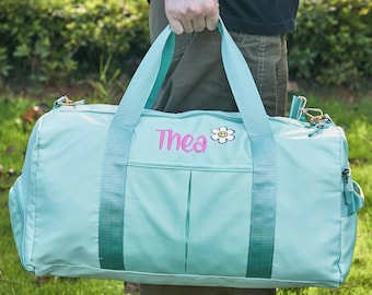 Benutzerdefinierte Reisetasche mit großer Kapazität, personalisierter Seesack mit gesticktem Namen, Reisetasche für Frauen, Cheerleader-Tanzpaket für Mädchen