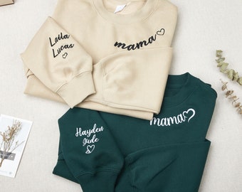 Individuell besticktes Sweatshirt, personalisiertes Text-Sweatshirt, Stickerei-Crewneck, verschiedene Stickstile, Muttertagsgeschenk, Hochzeitsgeschenk