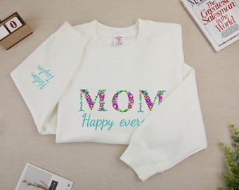 Custom Embroidered Sweatshirt, Name On Sleeve With Heart, Grandma Shirt With Date, Mama Est Year Shirt, Gift For New Mom, Mothers Day Gift