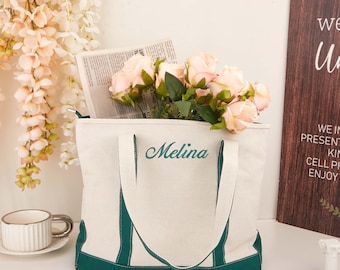 Personalised Embroidered with Text Custom Tote,Canvas Tote Bag,Monogrammed Tote,Beach Tote,Bridesmaid Bag,Bridal Party Bag,Bachelorette Gift