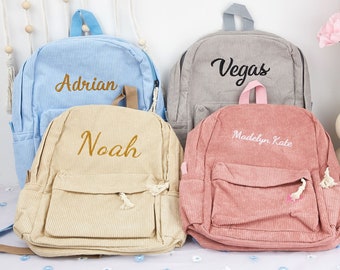 Embroidered Toddler Backpack- Personalized Kids Canvas Backpack-Various patterns-Kids School Bag-Monogram Toddler Backpacks-Childrens Gifts
